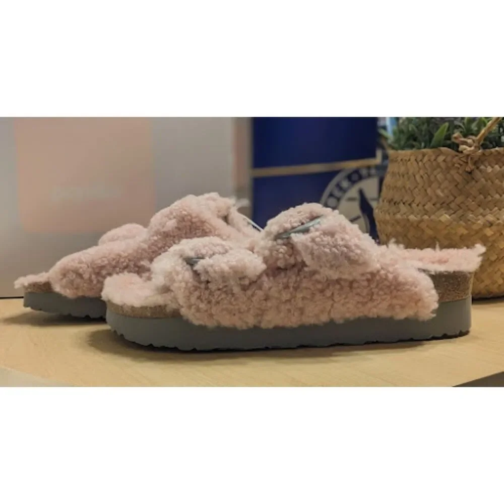 Birkenstock Arizona Crystal Rose Big Buckle Teddy Shearling Sandal EU 42 NIB